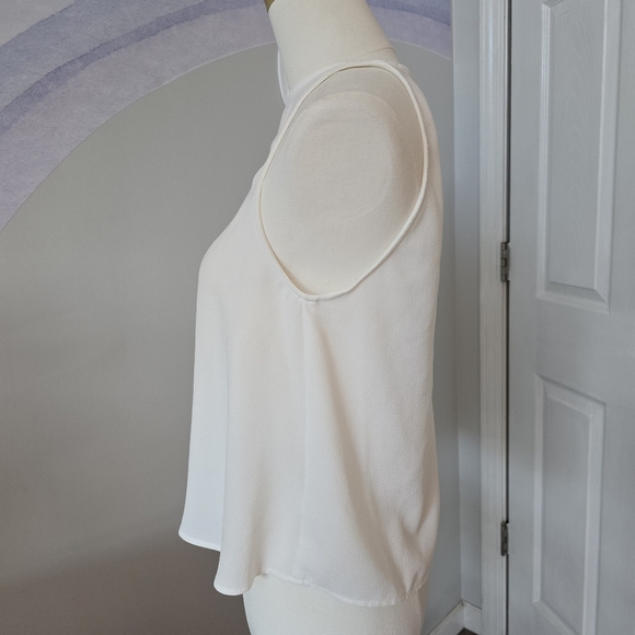 American Apparel | Small | White Crepe Open Back High Neck Sleeveless Tank - Picture 2 of 6